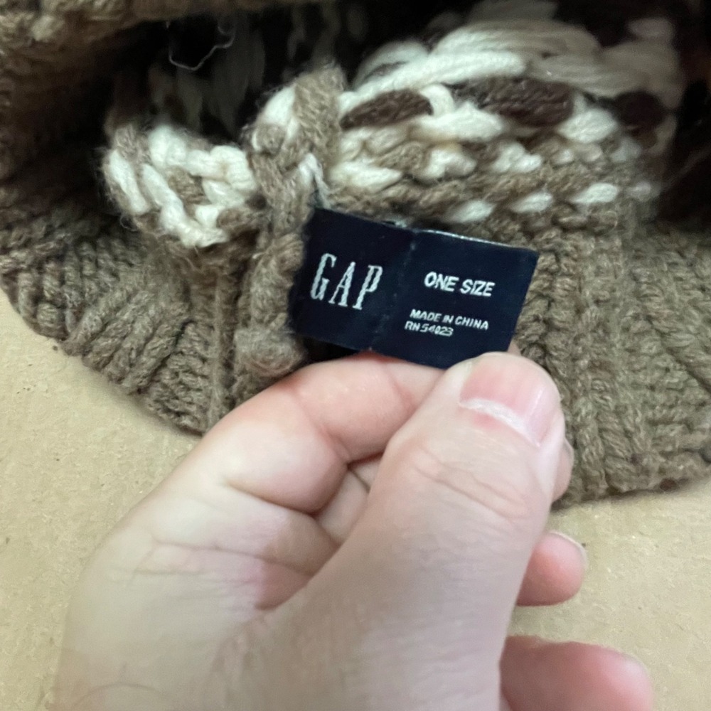 Vintage Y2K Gap 100% Lambswool Graphic Nordic‎ Sweater Print w/Pom - Picture 3 of 6